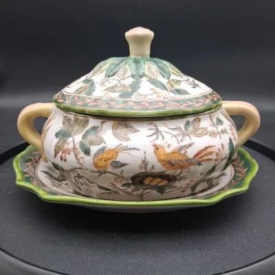 Vintage Wong Lee 1895 Hand Painted Lidded Soup Tureen 