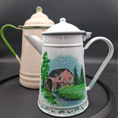 Vintage Metal Tea Kettles (2 Pc) 