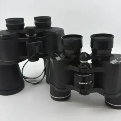 Black Bushnell Power View Binoculars Large 50 Mm Front Lenses, Tasco Zip Focus 7x35mm Binocular (2) 