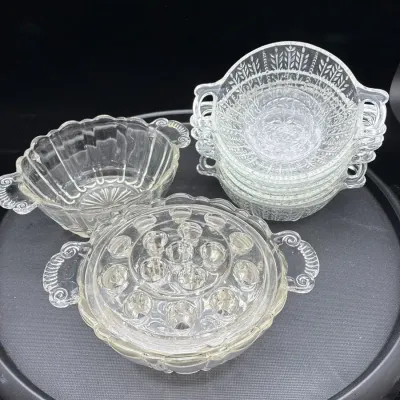 Vintage Flower Frog And Bowl Set 9 Pc 