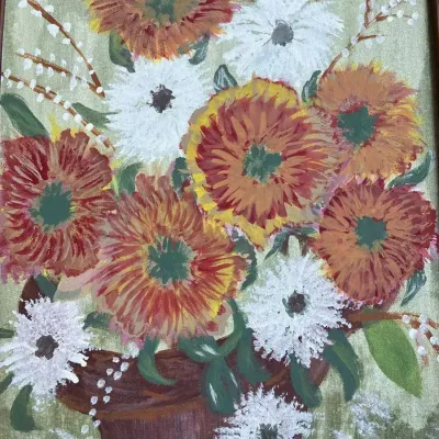 Original Paint On Board Painting Flowers16x20