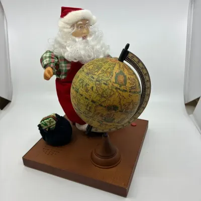 Vintage North Pole Productions Animated Santa At His Globe
