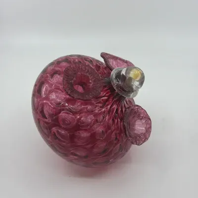 Hand-Blown Cranberry Glass Hummingbird Feeder – As-Is