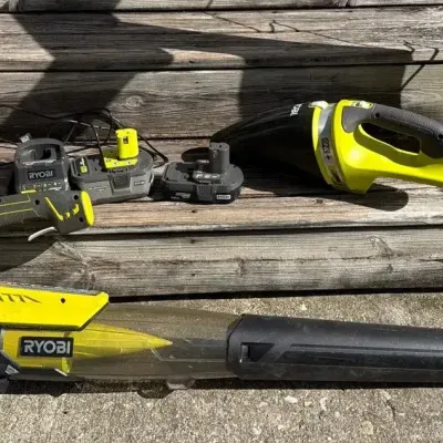 Ryobi 18V ONE+ Cordless Power Tools - Compact Blower, Hand Vacuum, Charger & 2 Batteries (5pc)