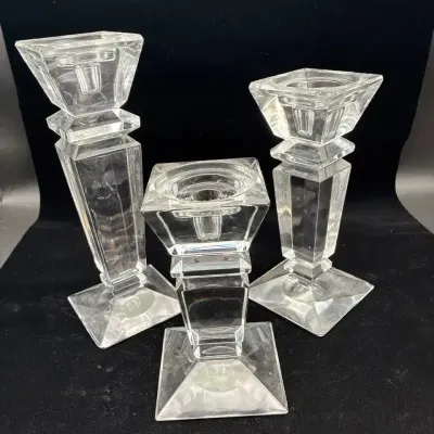 Goldinger Empire Style Heavy Crystal Candlesticks – 3 Pc