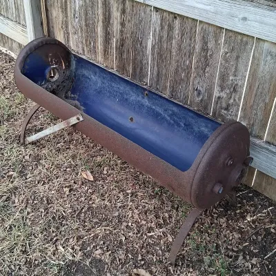 Vintage Iron Barrel Planter 