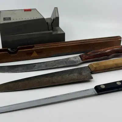 Vintage Knife Set And Sharpener 