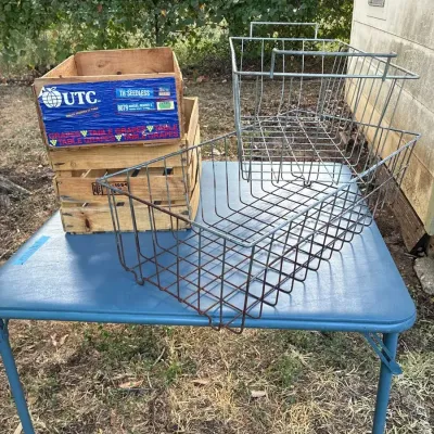Vintage Crates And Wire Baskets
