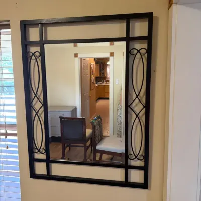 Decorative Black Metal Scrollwork Wall Mirror – 42" x 32"