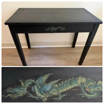 Black Stenographer’s Table with Asian Dragon Detailing