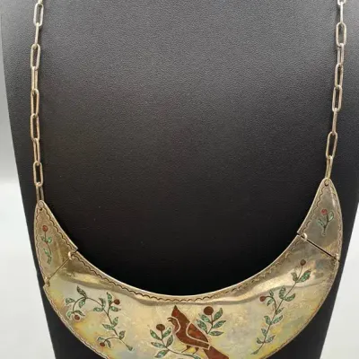 Silver Crescent Bib Necklace