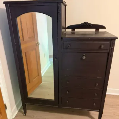 Vintage Mirror Front Side by Side Chifferobe With Extra Vanity