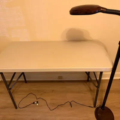 Folding Craft Table and Gooseneck LED Floor lamp