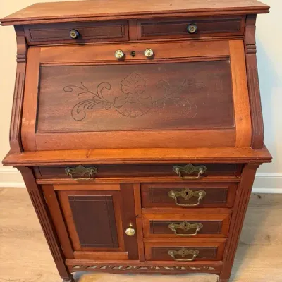 Vintage Secretary Desk with Fold Down Front 