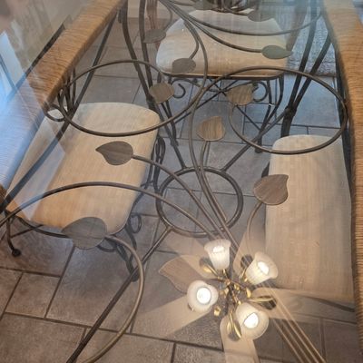 Sale Photo Thumbnail #39: Glass top table and 4 chairs