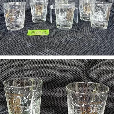 Set Of Eight John's Hopkins University Glass Tumblers 