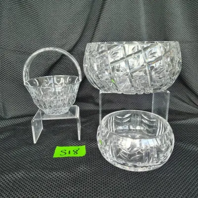 Three Glass And Crystal Bowls
