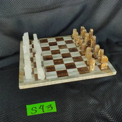 Hand Carved Marble And Onyx Chess Set