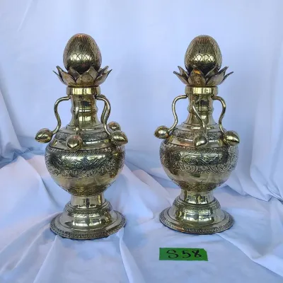 Pair Of Brass Sri Lankan Punkalasa