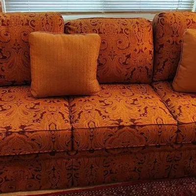 Large Comfy Paisley Covered Couch