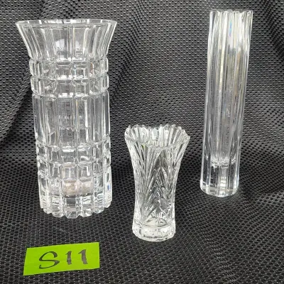 Three Vintage Crystal Vases