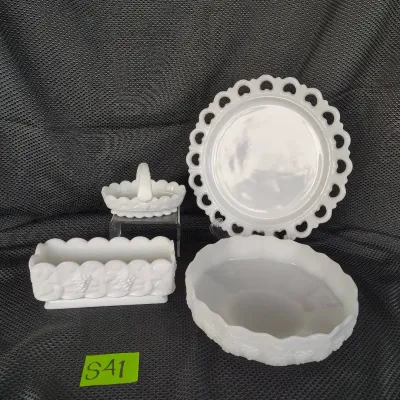 Four Vintage Milk glass Pieces