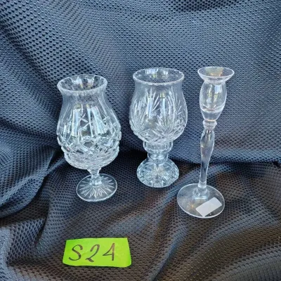 Vintage Crystal And Glass Candle Holders