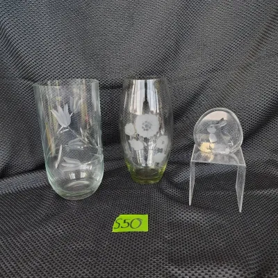 Two Flower Vases And A Crystal Rabbit
