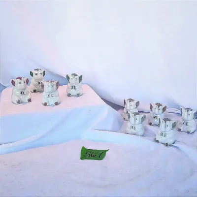 Set Of Nine Elephant Salt And Pepper Shakers 