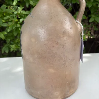 W.ROBERTS BINGHAMTON NEW YORK HANDLED JUG BIRD COBALT