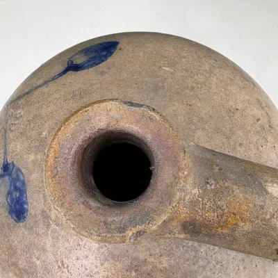 STONEWARE 2 GALLON JUG /MAKER UNKNOWN /COBALT FOLIATE PATTERN