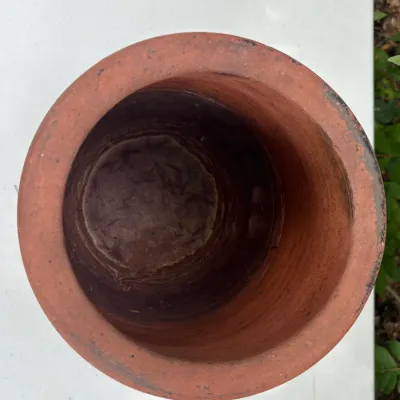 ANTIQUE REDWARE CROCK W/ROLLED RIM