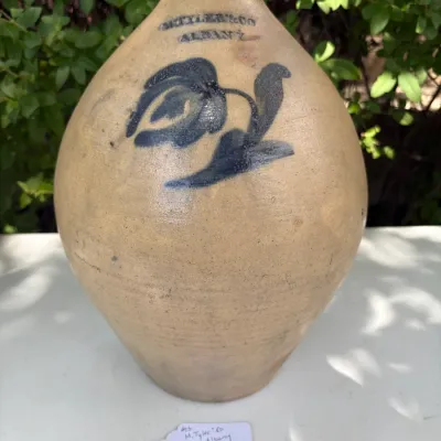 M.TYLER ALBANY COBALT FLORAL PATTERN HANDLED OVOID SHAPED JUG