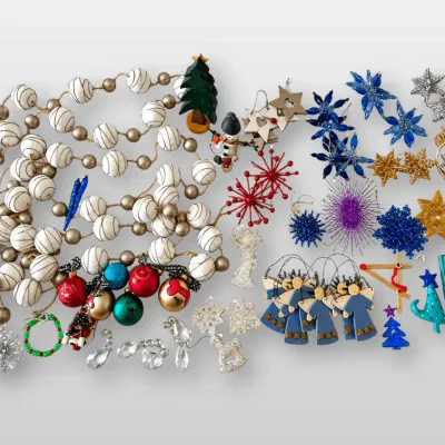 Christmas Ornaments & Garland Collection with Snowflakes