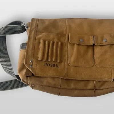 Fossil Brown Canvas with Adjustable Crossbody Strap