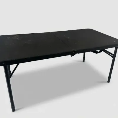 Black Plastic Bi Fold Folding Table Adjustable Height Metal Legs