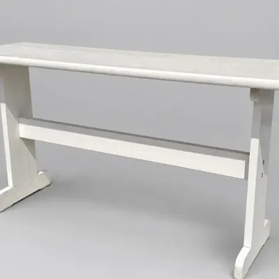 White Wooden Dining Bench Farmhouse Trestle Style