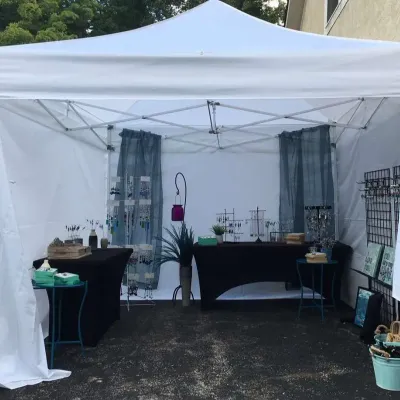 EZ UP ES100 White Pop Up Canopy Tent With Sidewalls 