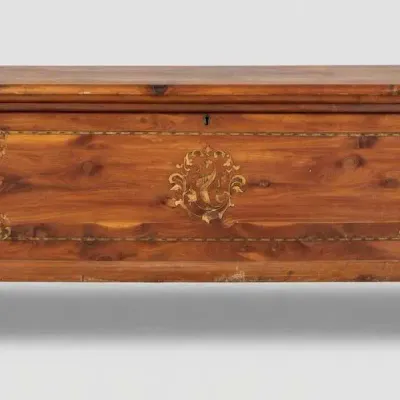 Hill Hoel South Bend Red Cedar Chest Gold Stencil Storage Trunk