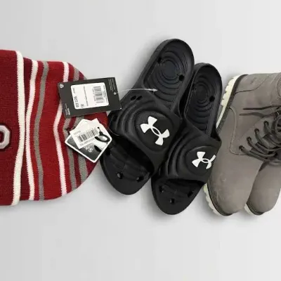 TOMS Ashland Suede Boots Under Armour Locker IV Slides Ohio State Beanie Set