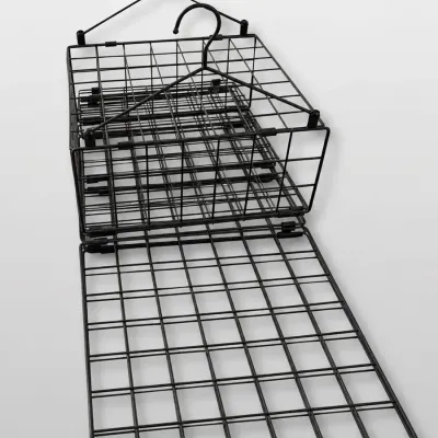 X-cosrack Wardrobe Hanging Basket Black Wire Closet Storage Organizer Model MY-YGGL-BK-US