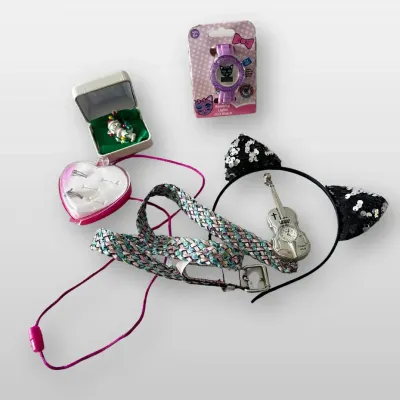 Children’s Jewelry & Accessories with LCD Cat Watch, Violin Clock and Cat Ear Headband