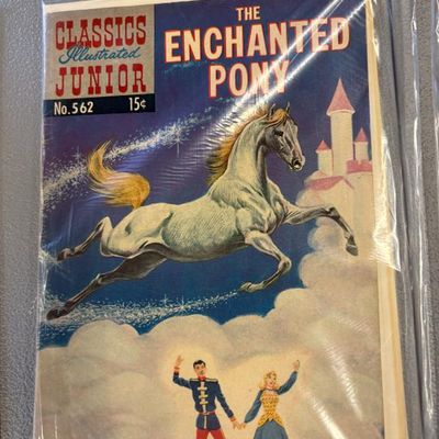 Classics Illustrated Junior comic book, No. 562, "The Enchanted Pony," preserved in a protective plastic sleeve.