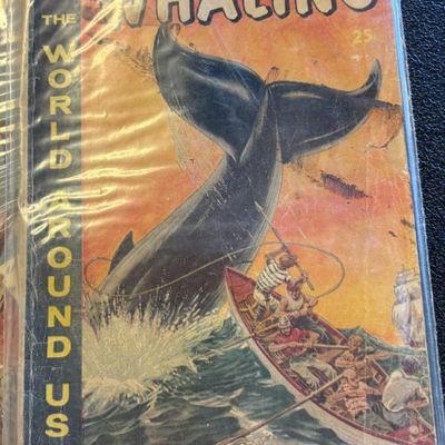 Vintage copy of "The Illustrated Story of Whaling" from The World Around Us comic series, published by Classics Illustrated,...