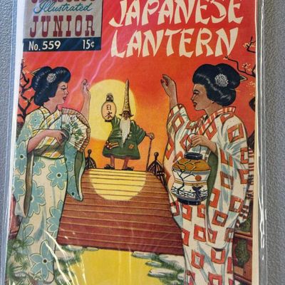 Classics Illustrated Junior comic book, No. 559, "The Japanese Lantern," priced at 15 cents and preserved in a protective...