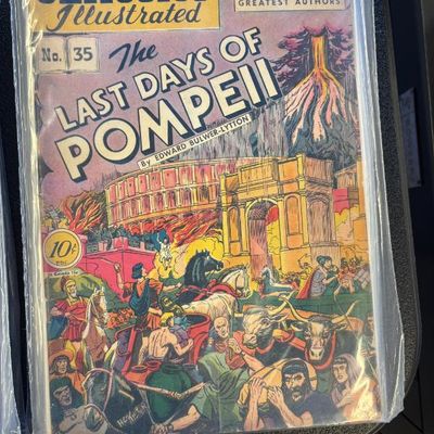Classics Illustrated No. 35 comic book, "The Last Days of Pompeii" by Edward Bulwer-Lytton, preserved in a protective plastic...