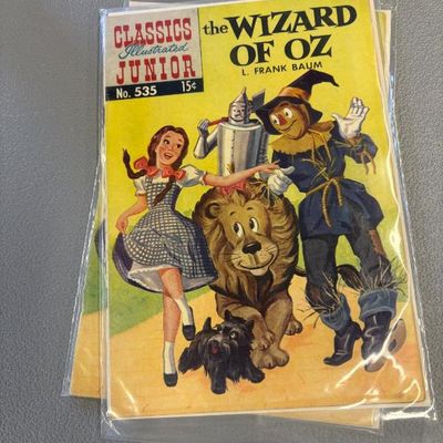 Vintage Classics Illustrated Junior comic book, No. 535, featuring "The Wizard of Oz" by L. Frank Baum, preserved in a...