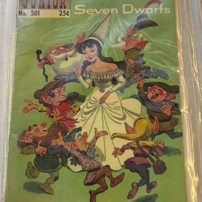 Classics Illustrated Junior No. 501 comic book, "Snow White and the Seven Dwarfs," in a protective plastic sleeve.