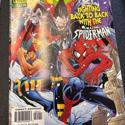 Marvel Comics X-Man #24, February 1997, featuring a team-up with Spider-Man, in gently read condition.