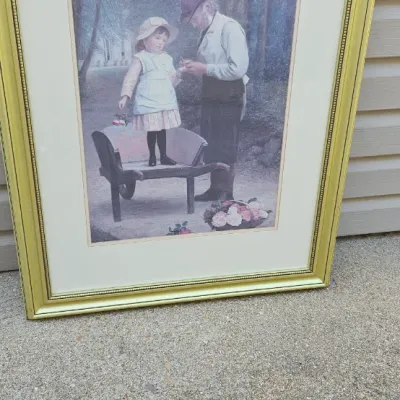 Sale Photo Thumbnail #211: 32.5 " H x 26" W .Taking pics outdoors, so there may be a glare on the pics.. Frame has some small chips.